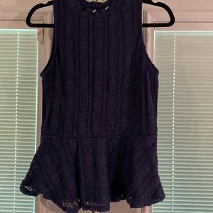 Love Fire Navy Lace Peplum top size large